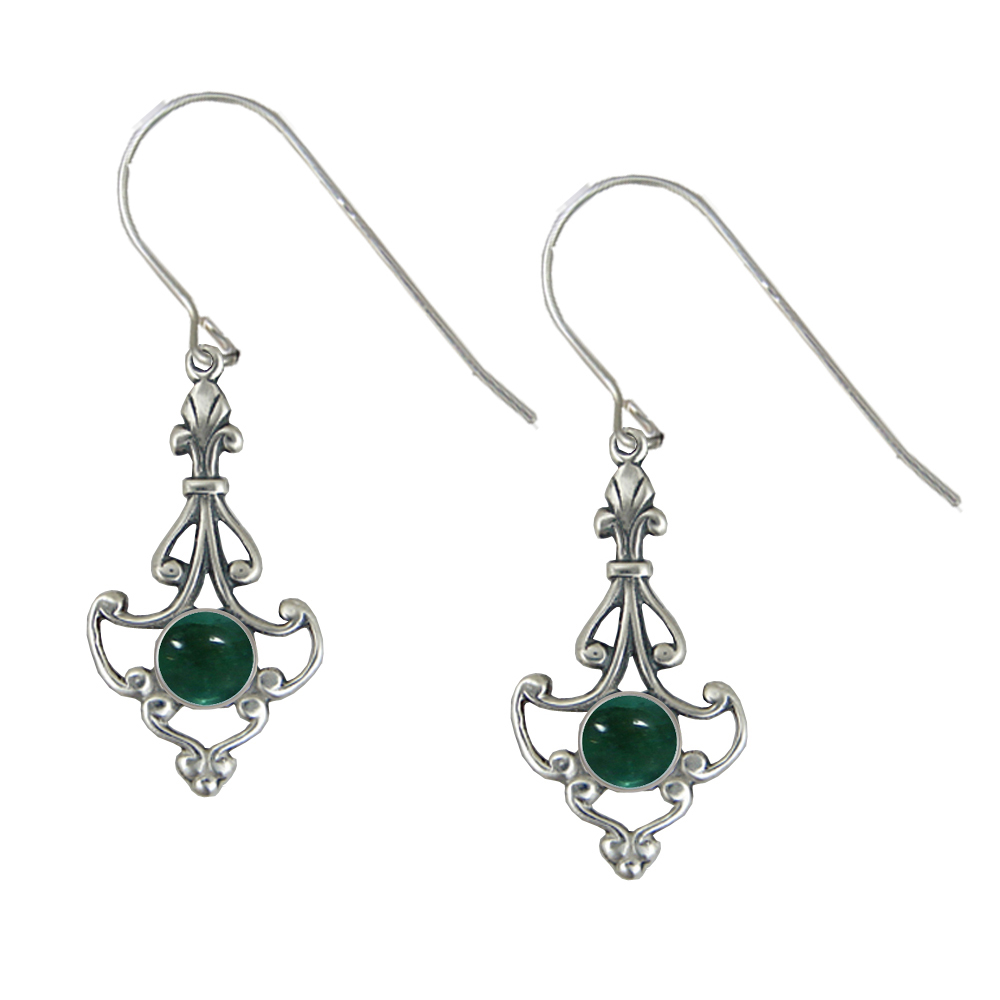 Sterling Silver Victorian Fluorite Drop Dangle Earrings